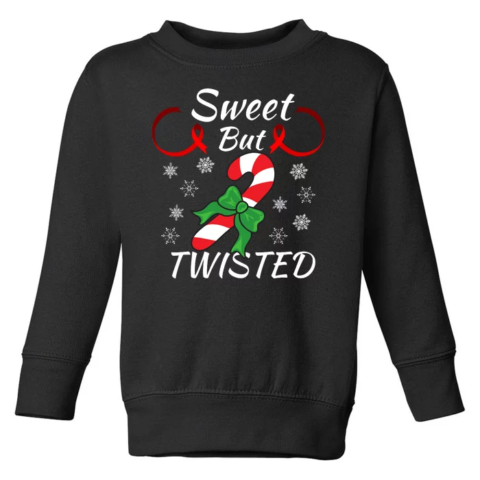 Sweet But Twisted Funny Candy Cane Christmas Holiday Funny Holiday Candy Cane Toddler Sweatshirt