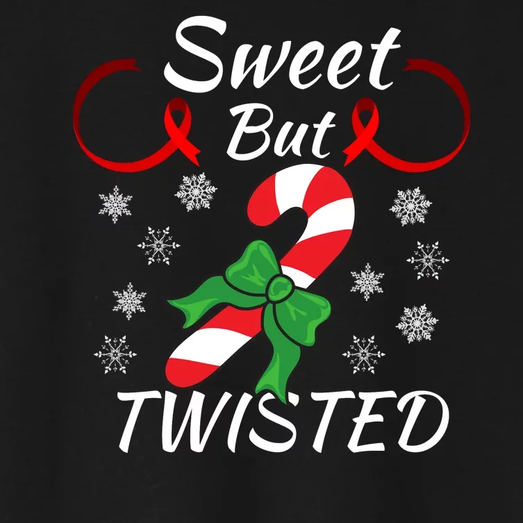 Sweet But Twisted Funny Candy Cane Christmas Holiday Funny Holiday Candy Cane Women's Crop Top Tee