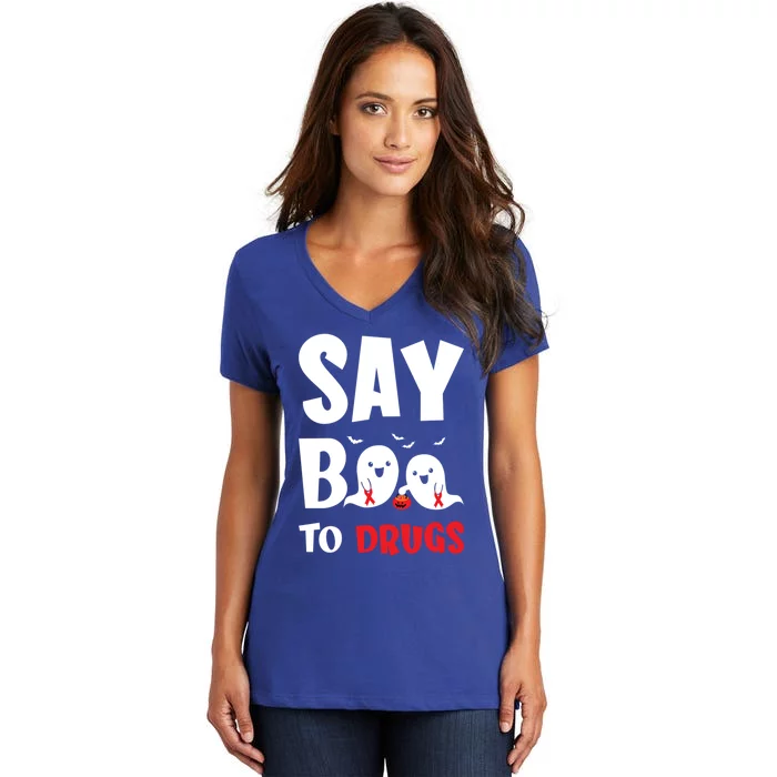 Say Boo To Drugs Red Ribbon Week Awareness Cool Gift Women's V-Neck T-Shirt