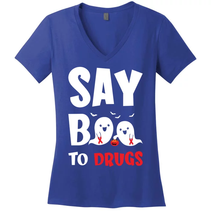 Say Boo To Drugs Red Ribbon Week Awareness Cool Gift Women's V-Neck T-Shirt