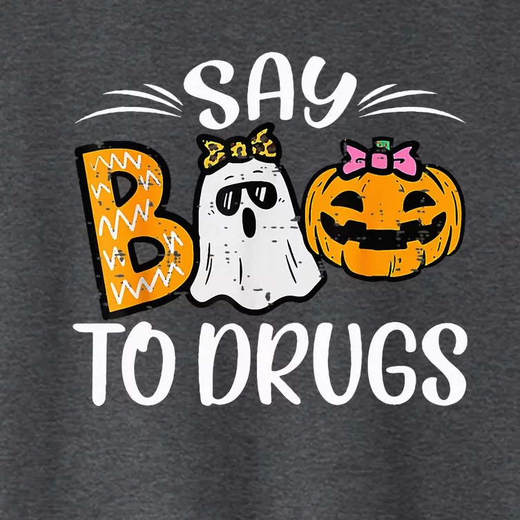 Say Boo To Drugs Funny Halloween Red Ribbon Week Awareness Women's Crop Top Tee