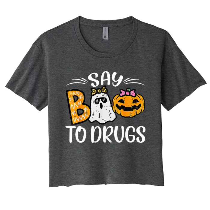 Say Boo To Drugs Funny Halloween Red Ribbon Week Awareness Women's Crop Top Tee