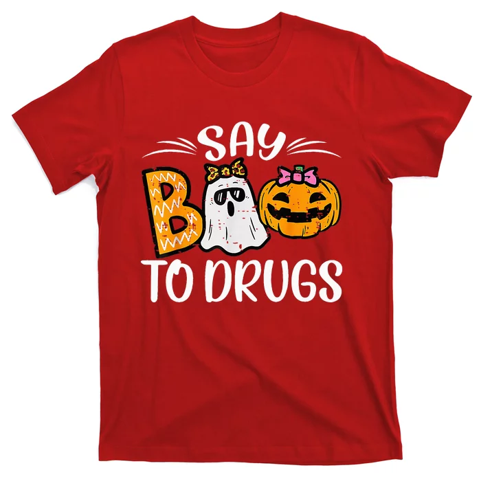 Say Boo To Drugs Funny Halloween Red Ribbon Week Awareness T-Shirt