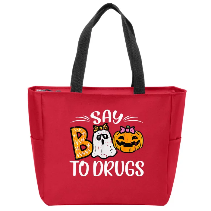 Say Boo To Drugs Funny Halloween Red Ribbon Week Awareness Zip Tote Bag