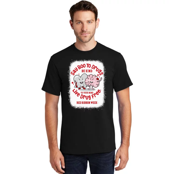 Say Boo To Drugs Funny Halloween Red Ribbon Week Awareness Tall T-Shirt