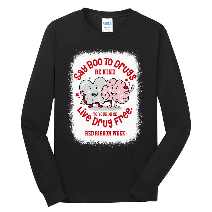 Say Boo To Drugs Funny Halloween Red Ribbon Week Awareness Tall Long Sleeve T-Shirt