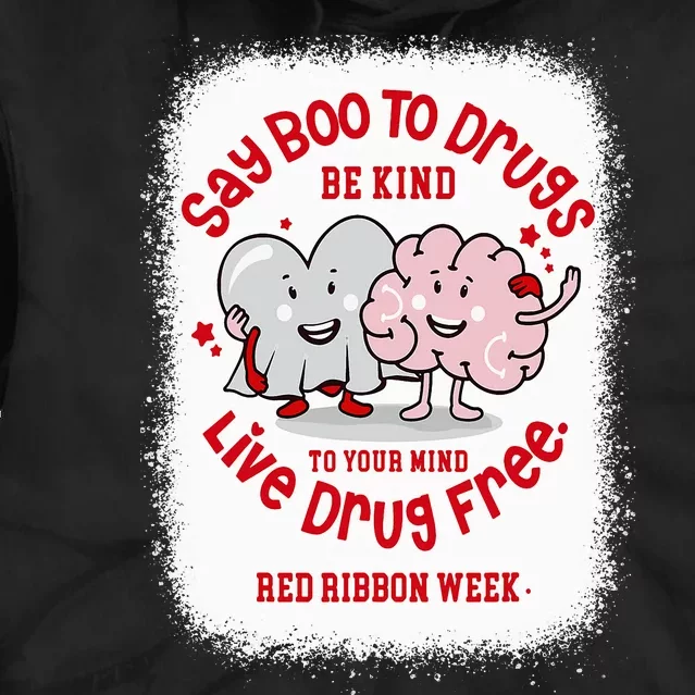 Say Boo To Drugs Funny Halloween Red Ribbon Week Awareness Tie Dye Hoodie