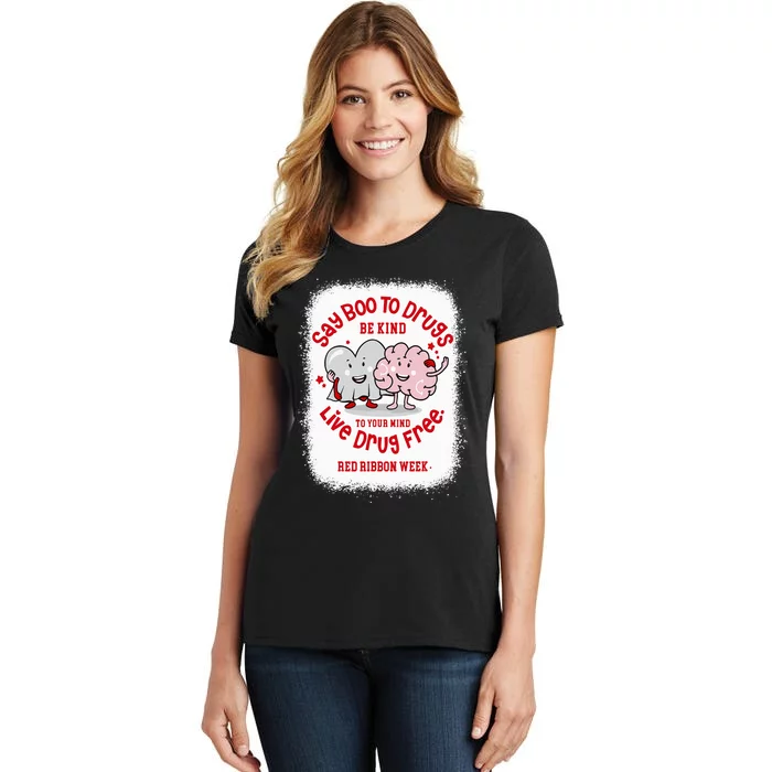 Say Boo To Drugs Funny Halloween Red Ribbon Week Awareness Women's T-Shirt