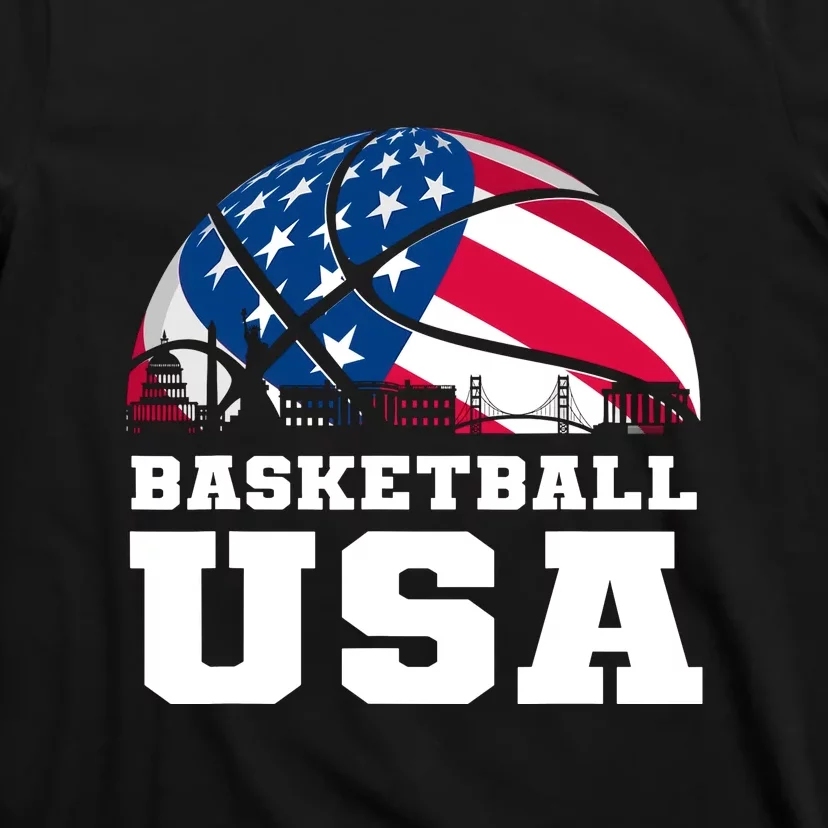 Support Basketball Usa American Flag T-Shirt