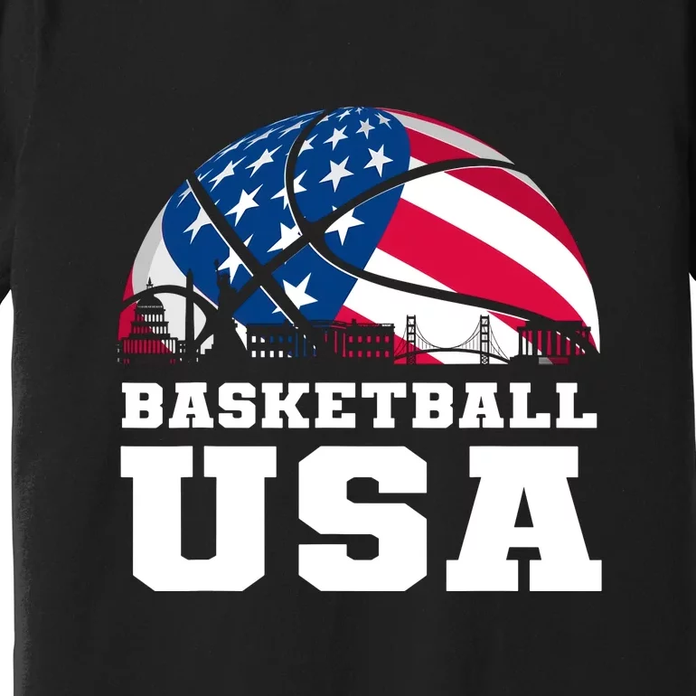 Support Basketball Usa American Flag Premium T-Shirt