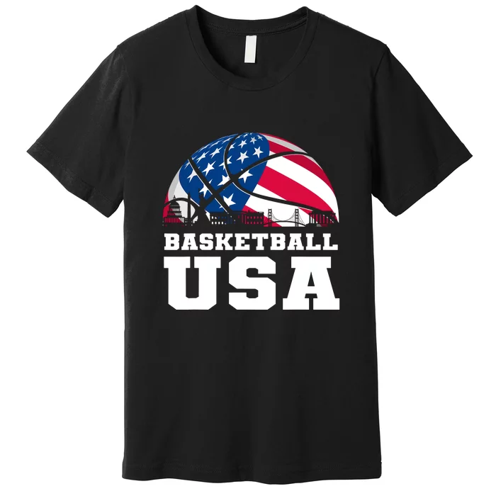 Support Basketball Usa American Flag Premium T-Shirt