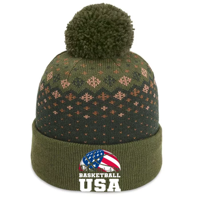 Support Basketball Usa American Flag The Baniff Cuffed Pom Beanie