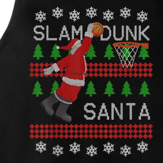 Santa Basketball Ugly Christmas Art Slam Dunk Santa Ladies Tri-Blend Wicking Tank