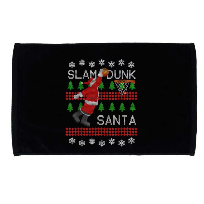 Santa Basketball Ugly Christmas Art Slam Dunk Santa Microfiber Hand Towel