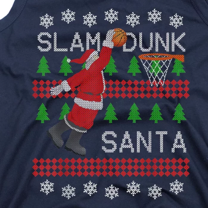 Santa Basketball Ugly Christmas Art Slam Dunk Santa Tank Top