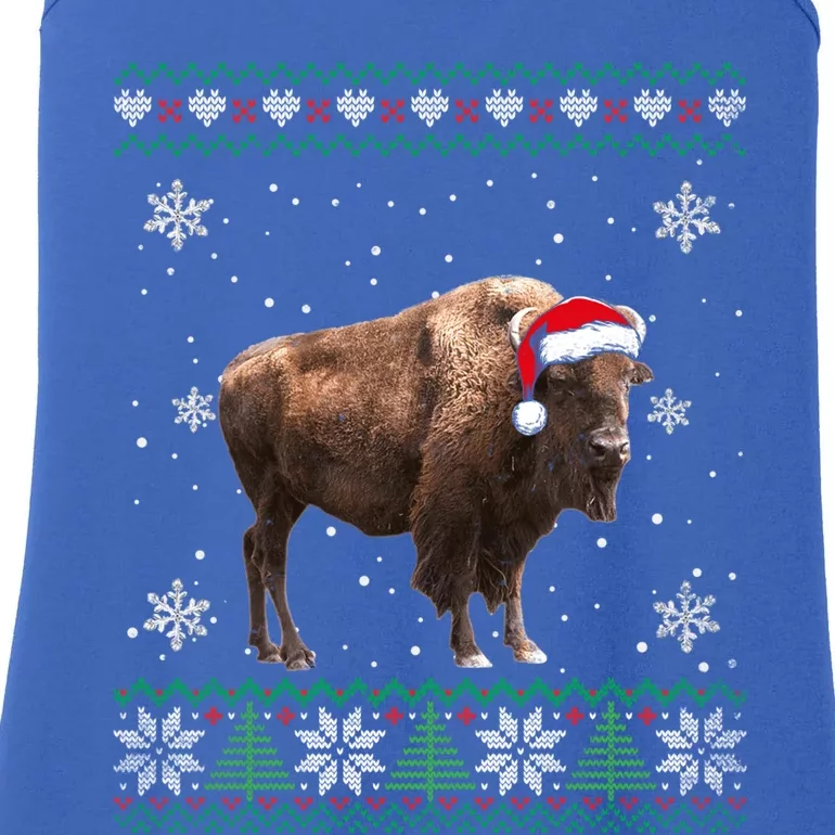 Santa Bison Ugly Sweater Animals Christmas Pajama Gift Ladies Essential Tank