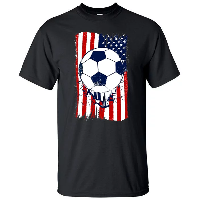 Soccer Ball USA American Flag Patriotic Football Tall T-Shirt