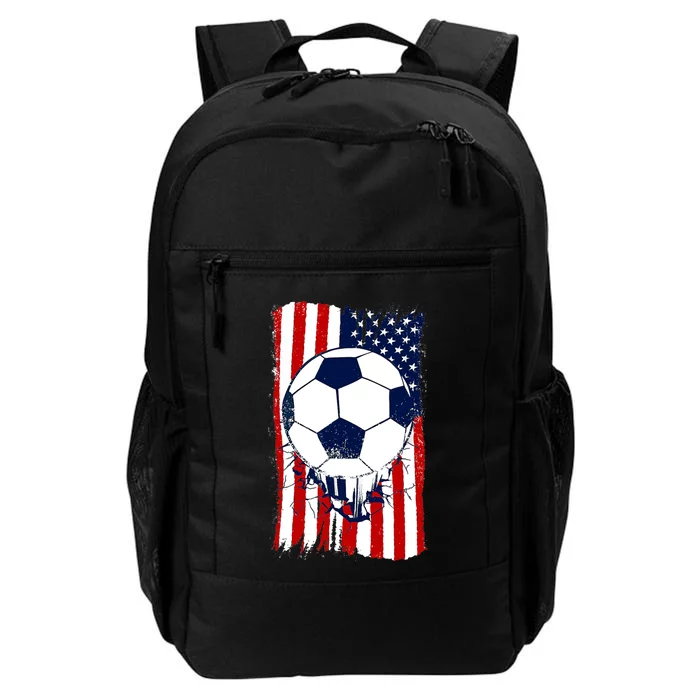 Soccer Ball USA American Flag Patriotic Football Daily Commute Backpack