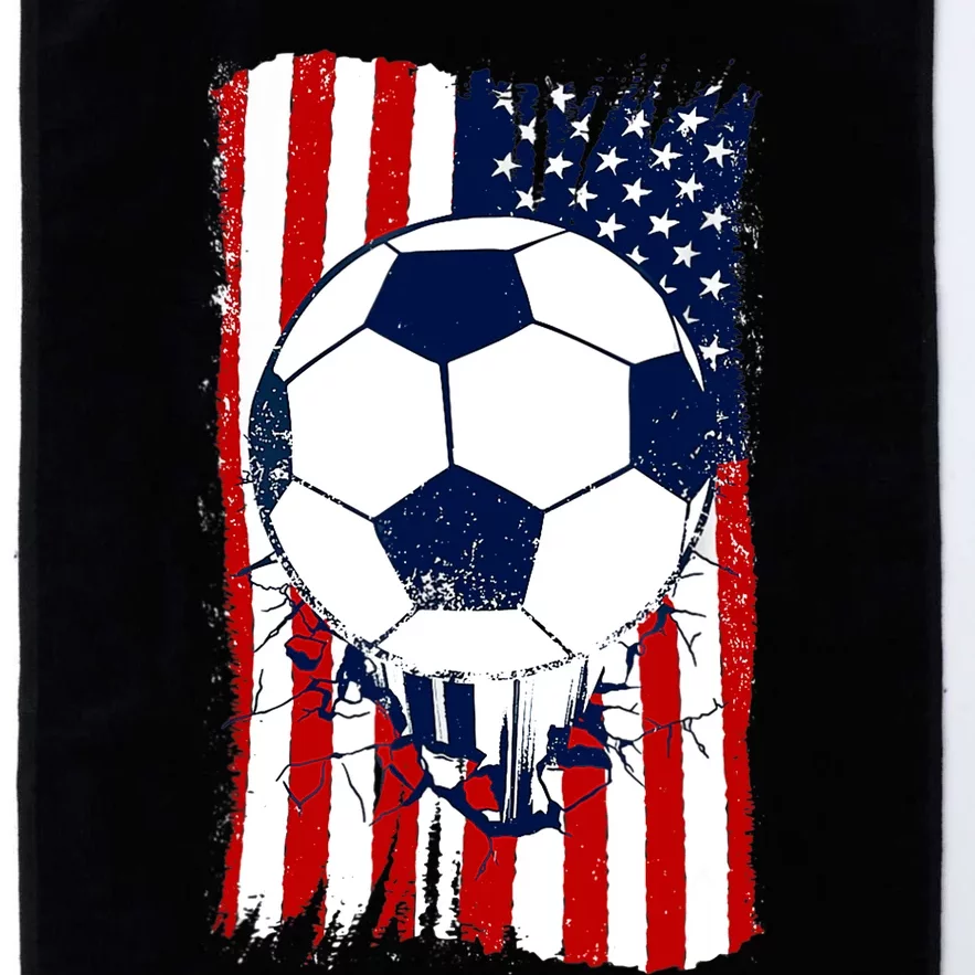 Soccer Ball USA American Flag Patriotic Football Platinum Collection Golf Towel