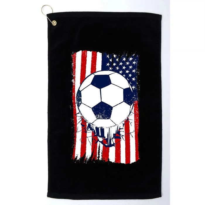 Soccer Ball USA American Flag Patriotic Football Platinum Collection Golf Towel