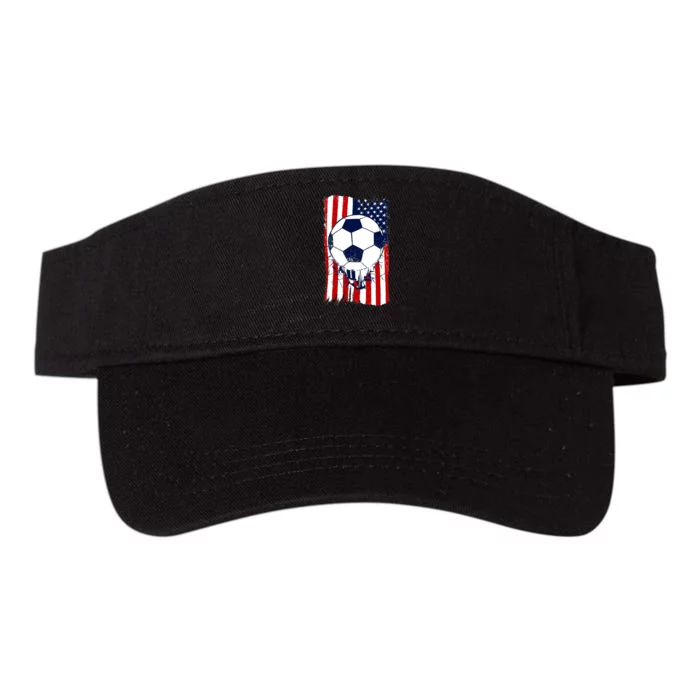 Soccer Ball USA American Flag Patriotic Football Valucap Bio-Washed Visor