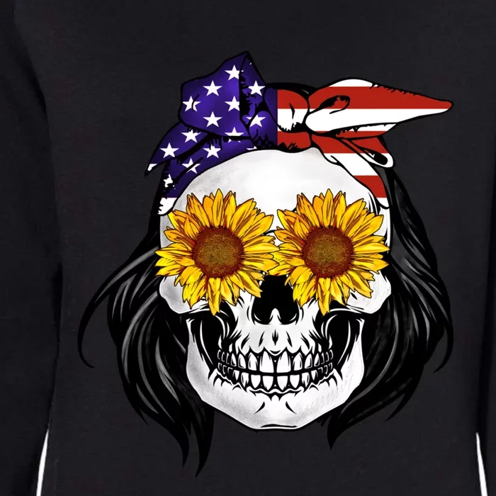 Skull Bandana Us Flag 4th Of July Funny Gift Cute Gift Womens California Wash Sweatshirt