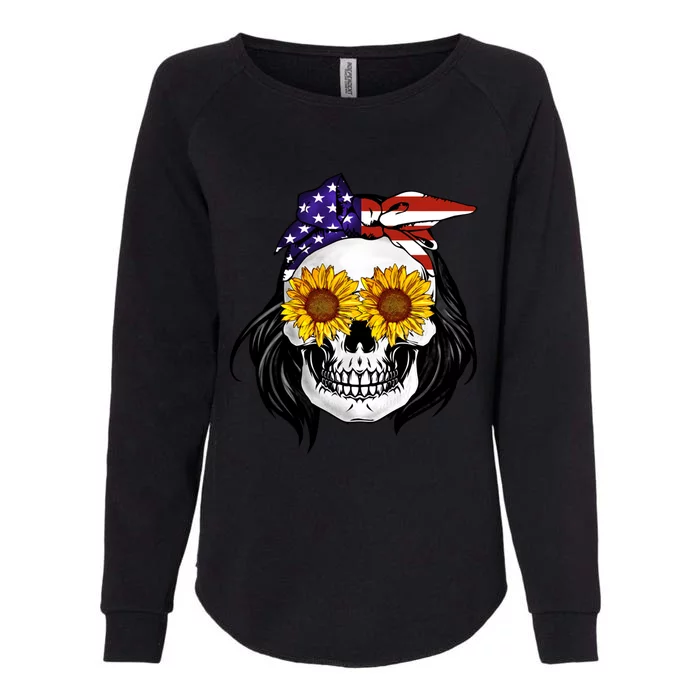 Skull Bandana Us Flag 4th Of July Funny Gift Cute Gift Womens California Wash Sweatshirt