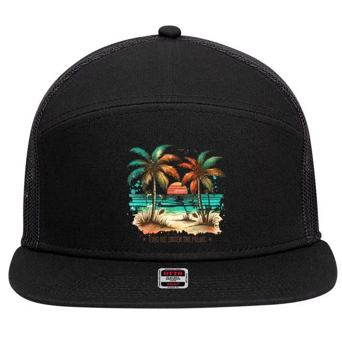 Summer Beach Vibe Holiday Vacation Trip 7 Panel Mesh Trucker Snapback Hat