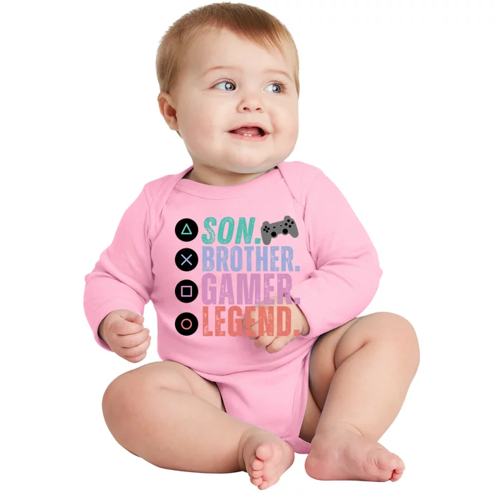 Son Brother Video Gamer Legend Gaming Great Gift Baby Long Sleeve Bodysuit