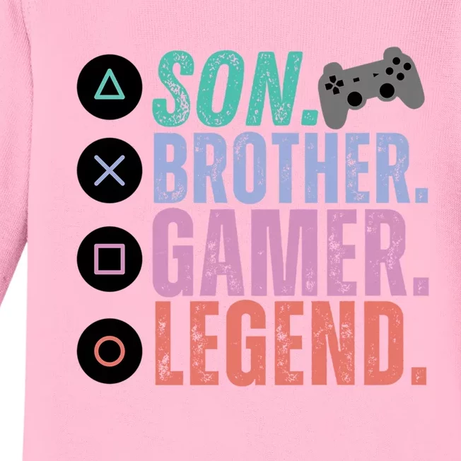 Son Brother Video Gamer Legend Gaming Great Gift Baby Long Sleeve Bodysuit