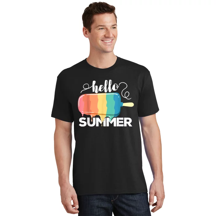 Sunny Beach Vacation Ice Cream Popsicle Hello Summer T-Shirt