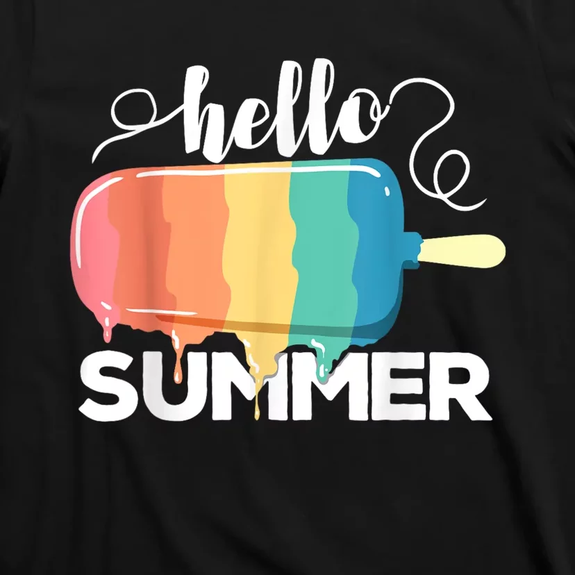 Sunny Beach Vacation Ice Cream Popsicle Hello Summer T-Shirt