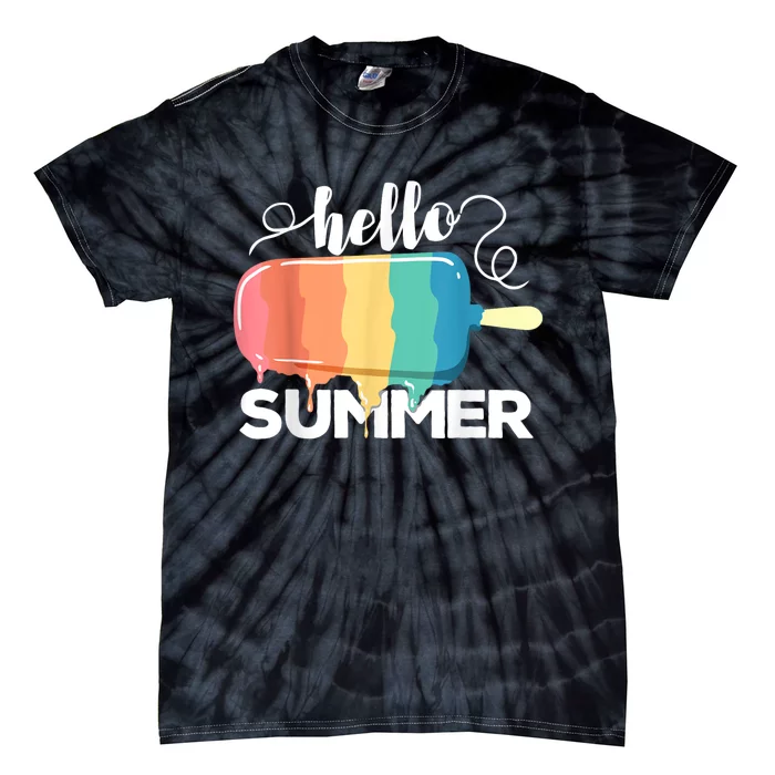 Sunny Beach Vacation Ice Cream Popsicle Hello Summer Tie-Dye T-Shirt