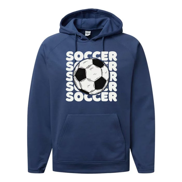 Soccer Ball  Vintage Soccer Performance Fleece Hoodie