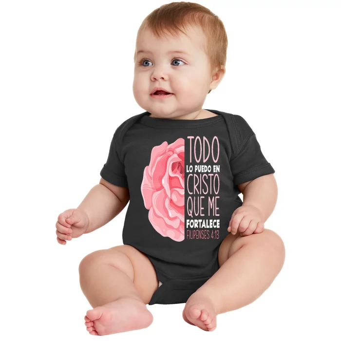 Spanish Bible Verse Filipenses 413 Christian Baby Bodysuit