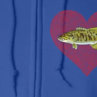 Smallmouth Bass Valentines Day Fish Love Fingerprint Gift Full Zip Hoodie