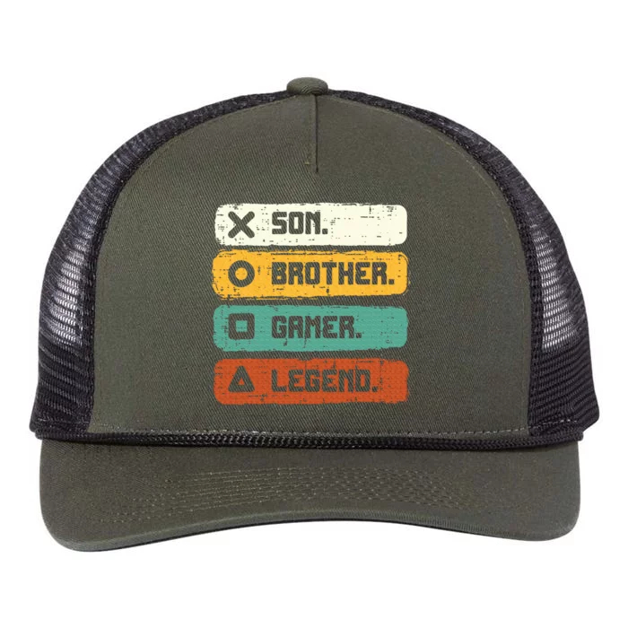 Son Brother Video Gamer Legend Gaming Retro Rope Trucker Hat Cap