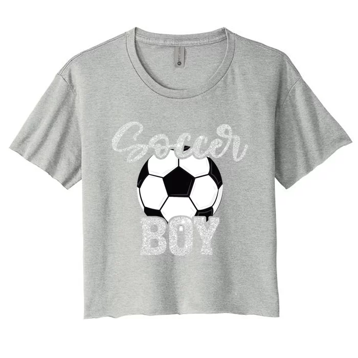 Soccer Boy Vintage Soccer Family Matching Great Gift Women's Crop Top Tee