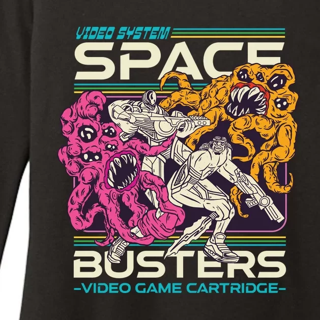 Space Busters Video Game Cartridge Womens CVC Long Sleeve Shirt