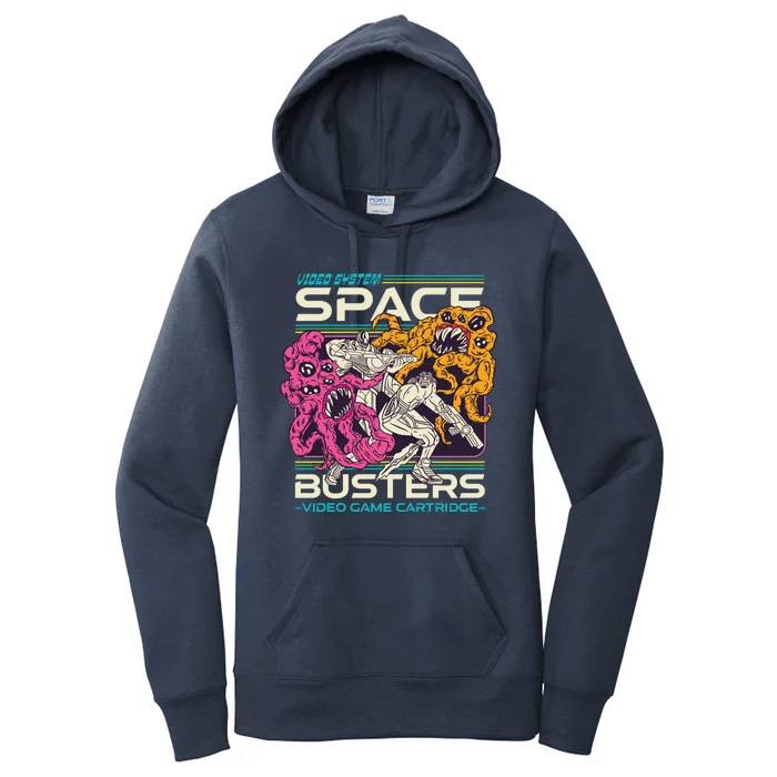 Space Busters Video Game Cartridge Women's Pullover Hoodie