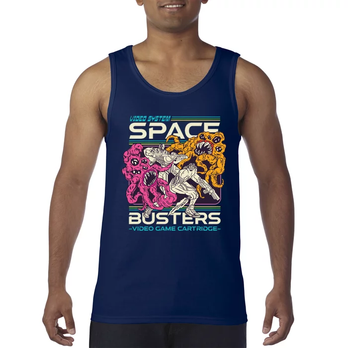 Space Busters Video Game Cartridge Tank Top