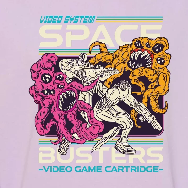 Space Busters Video Game Cartridge Garment-Dyed Sweatshirt