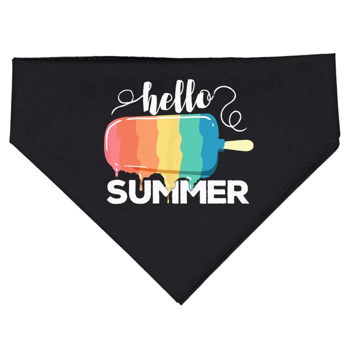 Sunny Beach Vacation Ice Cream Popsicle Hello Summer USA-Made Doggie Bandana