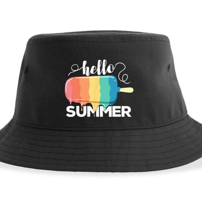 Sunny Beach Vacation Ice Cream Popsicle Hello Summer Sustainable Bucket Hat