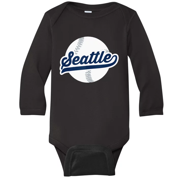 Seattle Baseball Vintage Pride Love City Baby Long Sleeve Bodysuit