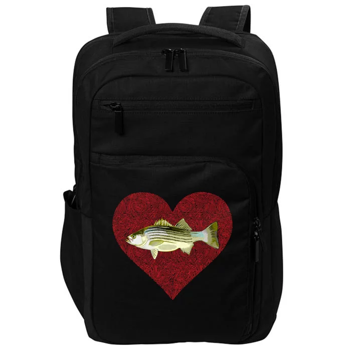 Striped Bass Valentines Day Fish Love Fingerprint Gift Impact Tech Backpack