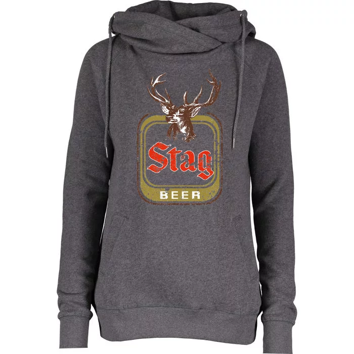 Stag Beer Vintage Womens Funnel Neck Pullover Hood