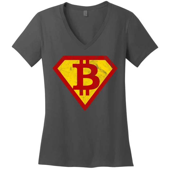 Super Bitcoin Vintage Women's V-Neck T-Shirt