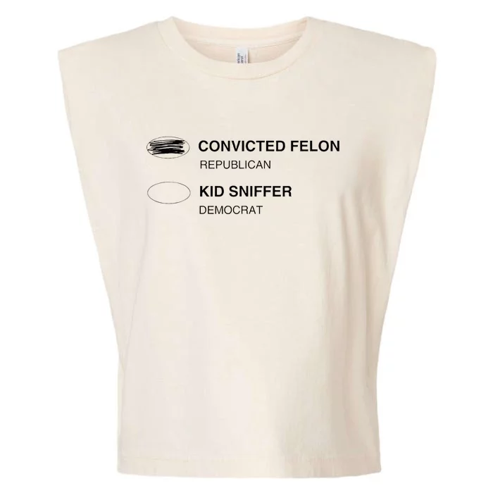 Sniffer Biden Vs Convicted Felon Ballot Paper Voting Garment-Dyed Women's Muscle Tee