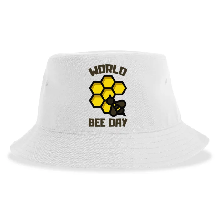 Save Bees World Bee Day Beehive Honey Sustainable Bucket Hat